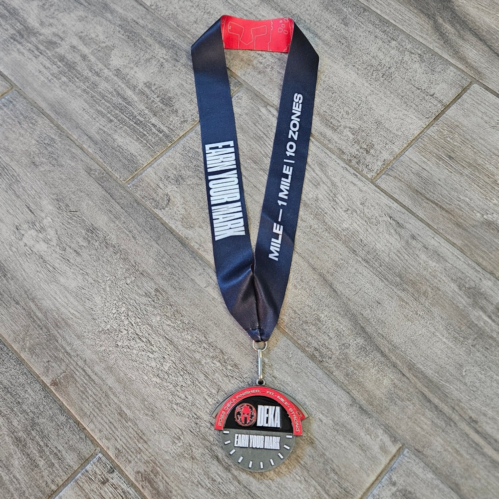 Spartan Deka Mile Finisher Medal 2023 OCR Hybrid Fitness Race Trifecta Wedge